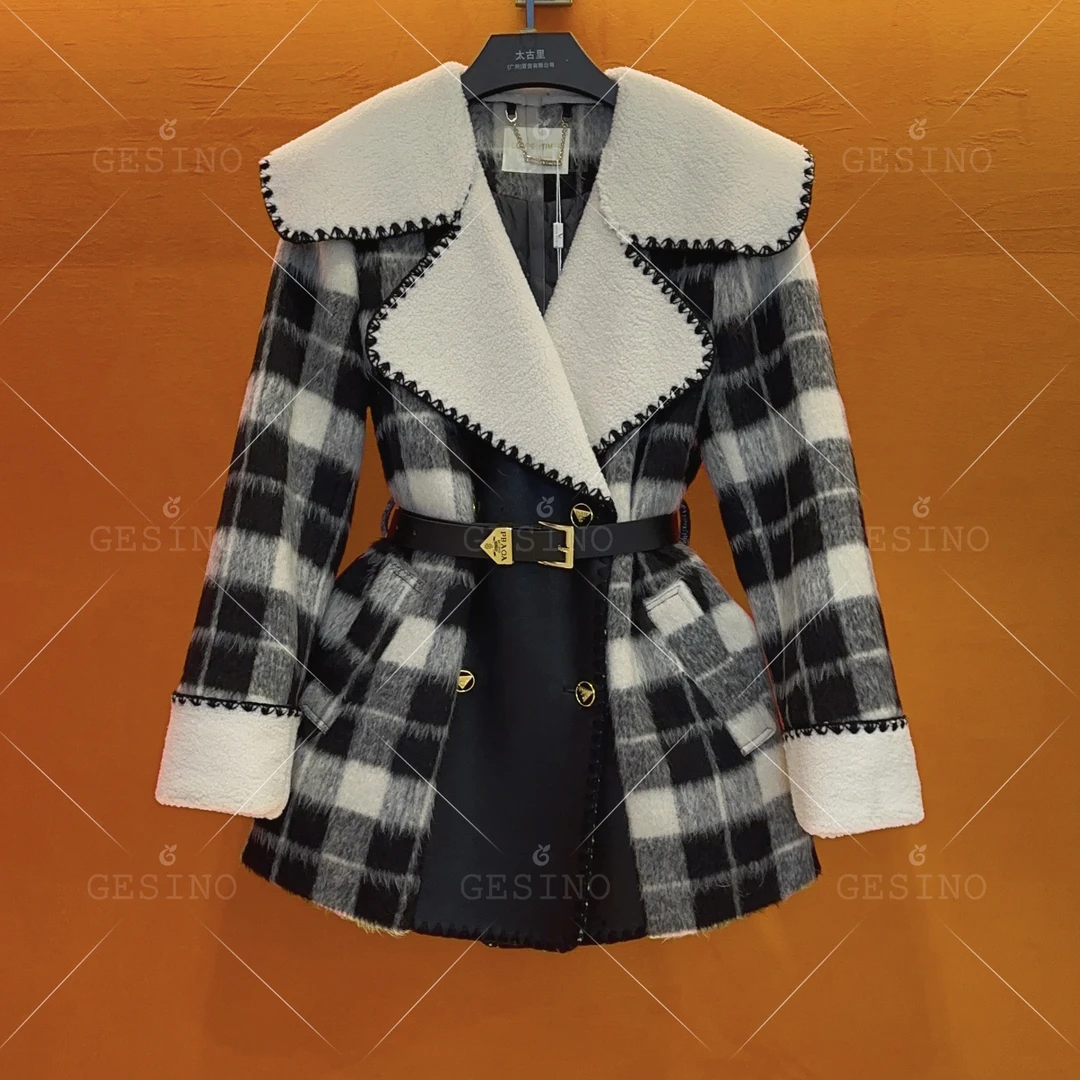 冬季丨白鸭绒 高档女装翻领经典黑白夹绒外套 A438