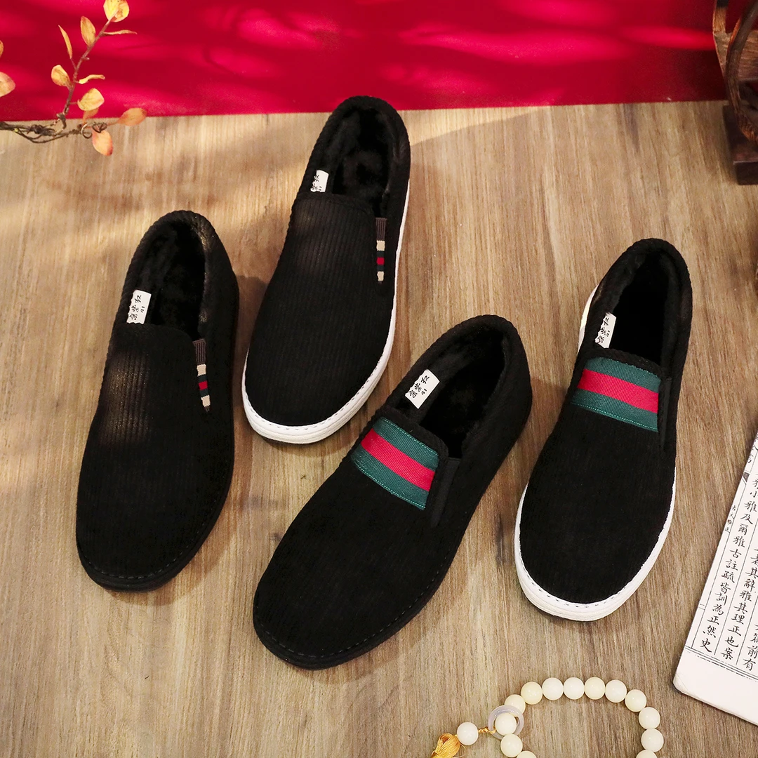 加绒加厚冬季老北京布鞋舒适千层底防滑软底透气休闲厚底千层底