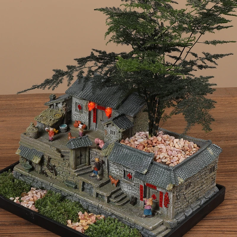 苔藓微景观造景老房子模型农家小院花盆桌面盆栽多肉植物盆景摆件