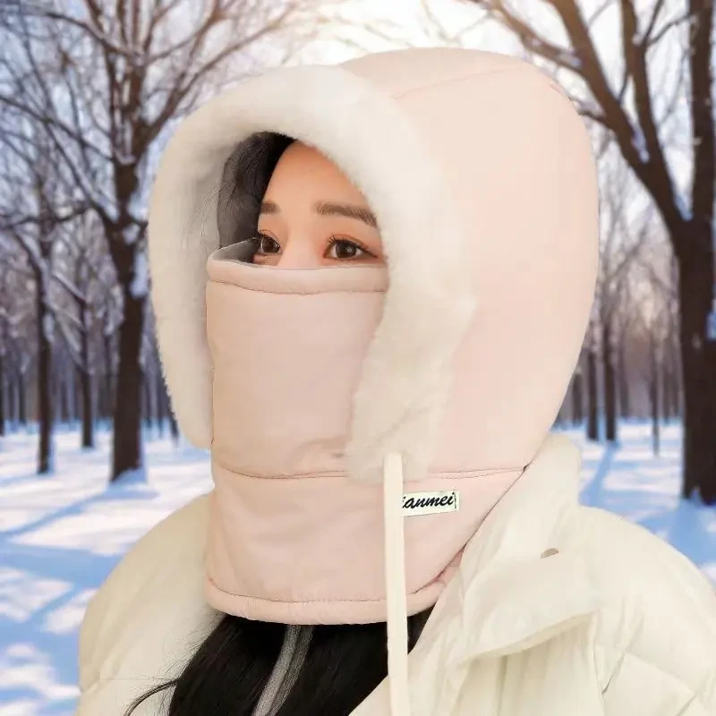 骑行防寒面罩2024新款加绒加厚防风护耳一体帽户外保暖帽女T934B