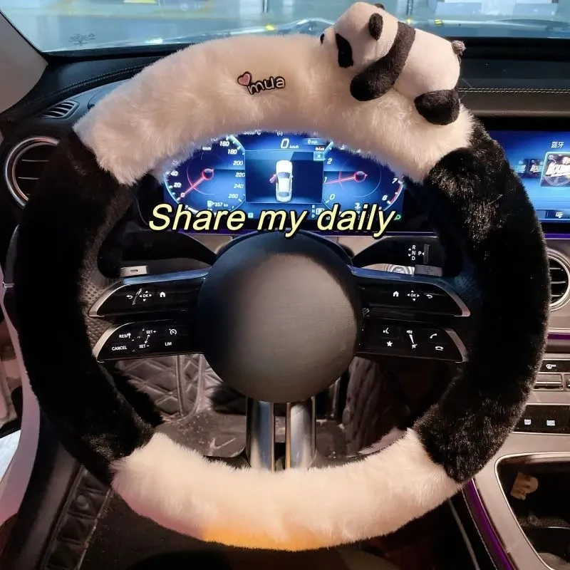 汽车方向盘套冬季卡通毛绒保暖车把套防滑可爱四季通用车用品Q254