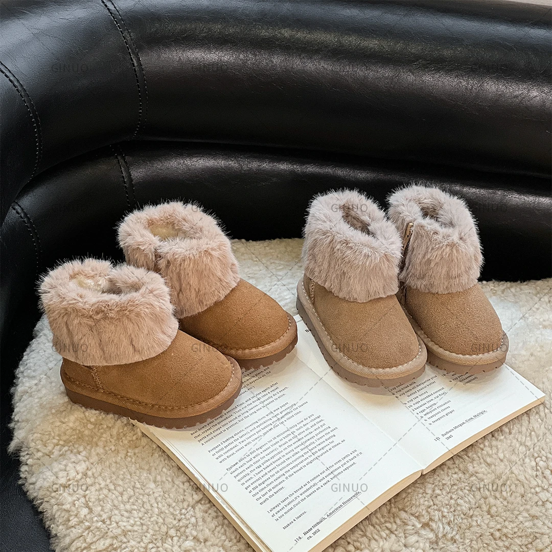 Gina冬季雪地靴儿童女童时尚软底体育加绒保暖学步鞋0030M