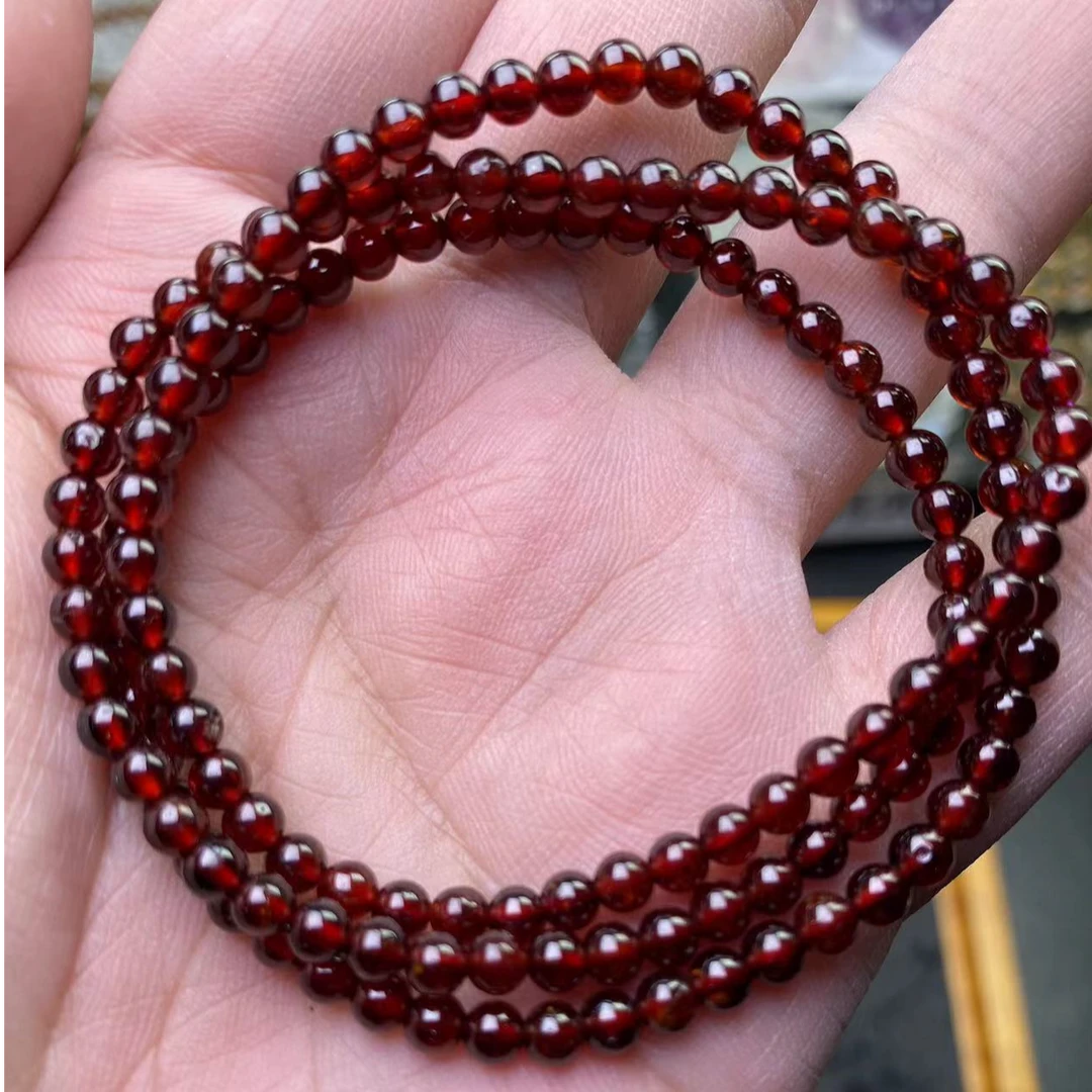 4mm+酒红石榴石多圈
