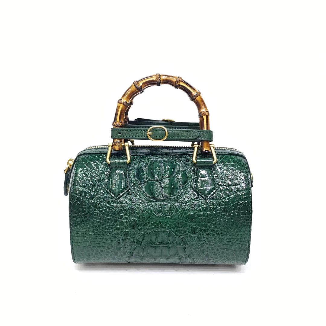 【高定女包】Acinymo鳄鱼皮经典百搭高定竹节手提单肩枕头包X1145嘀