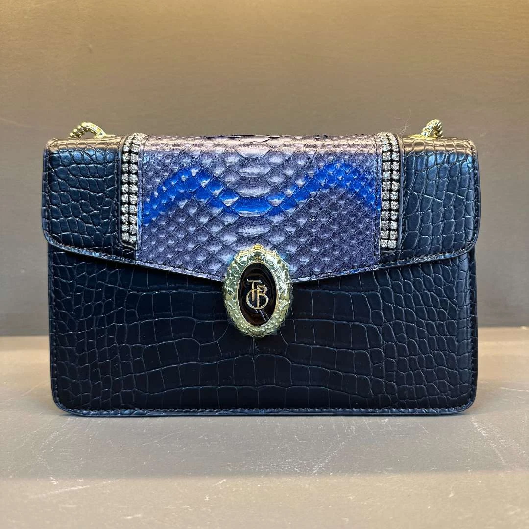 【2024无撞款，设计版高定女包】百搭复古高定手提包324闪蓝 孤