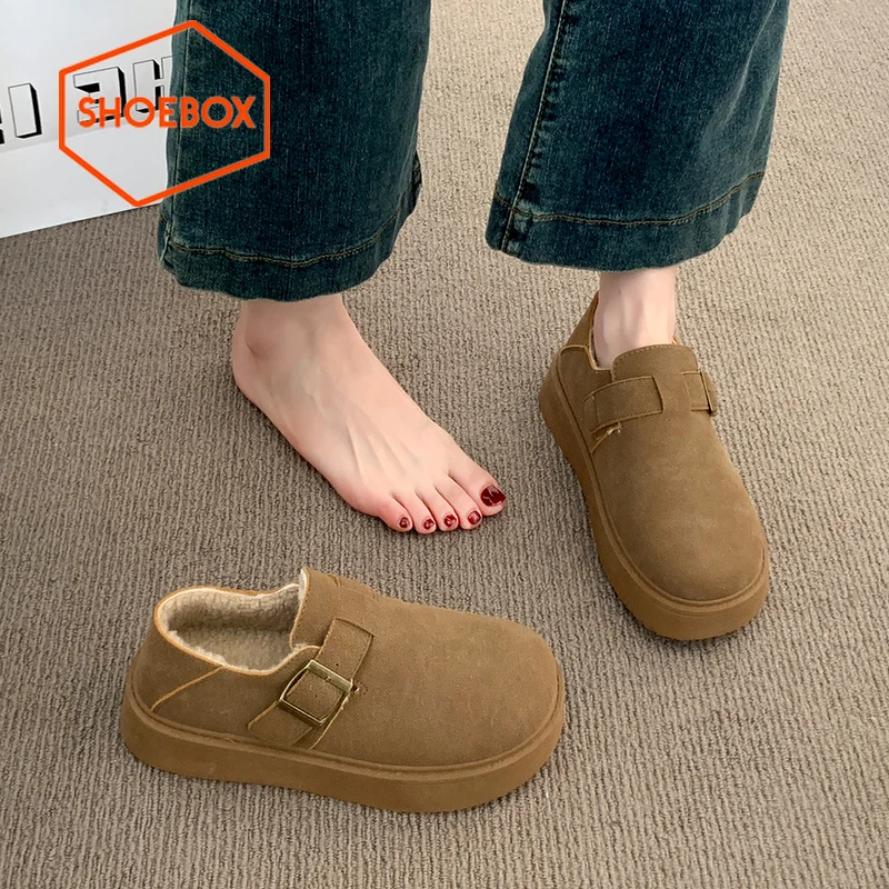 SHOEBOX/鞋柜雪地靴女款爆款2024新款厚底加绒勃肯鞋女保暖棉鞋