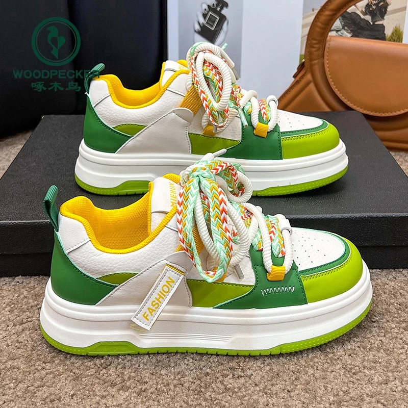 啄木鸟运动鞋女款2025年春秋季新款爆款小白鞋厚底百搭板鞋子女鞋
