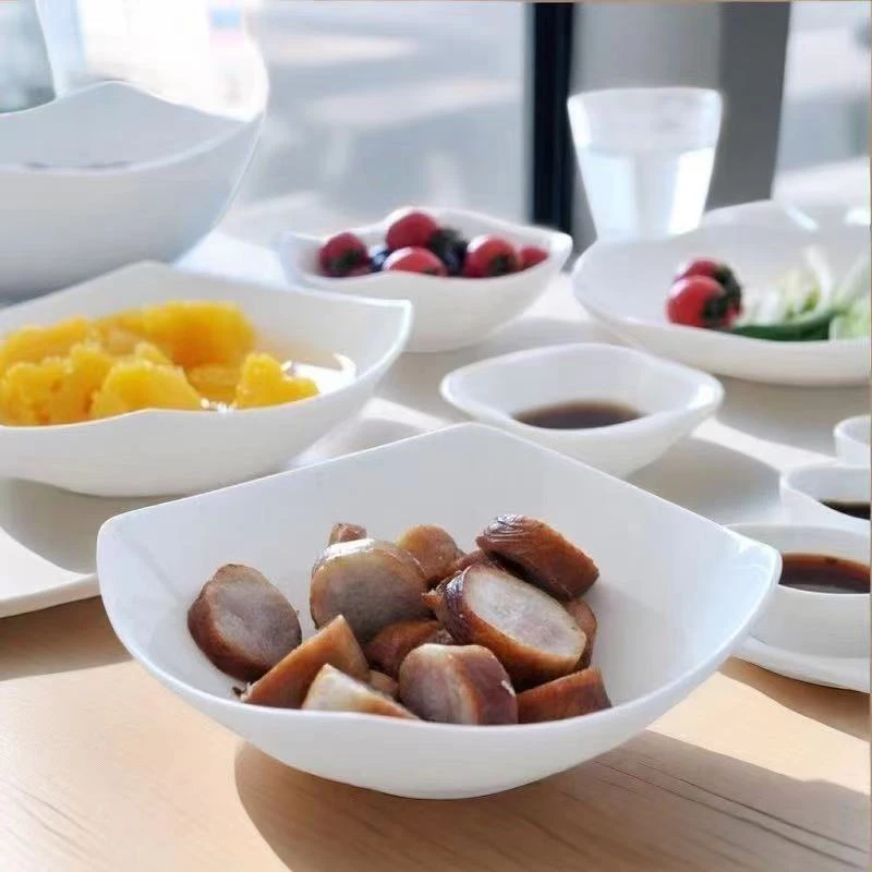 高级ins风方形碗8方斗沙拉碗陶瓷酒店翘脚碗北欧风格创意四角盘子