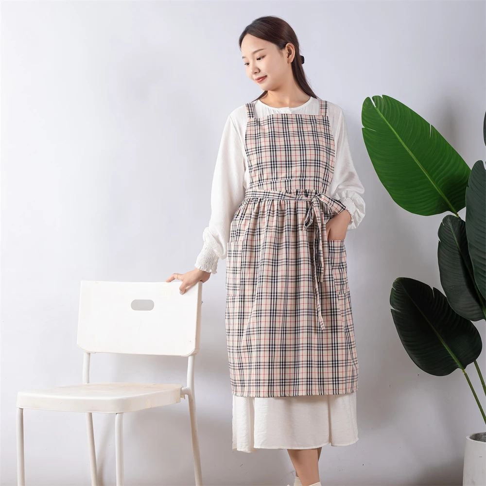 2025新款围裙长身背带式加长加肥工作服花店成人罩衣防污全棉透气