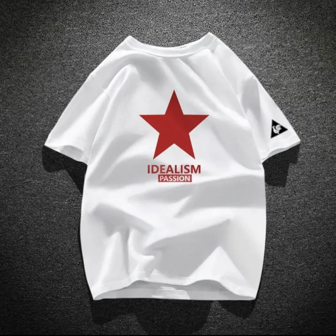 法国公鸡100%纯棉短袖T恤男士大码圆领薄款宽松百搭休闲情侣半袖