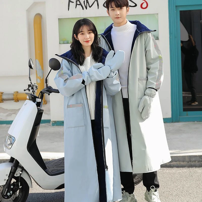 电动车挡风衣冬季加绒加厚防寒服全身保暖防水骑车电瓶车挡风被罩