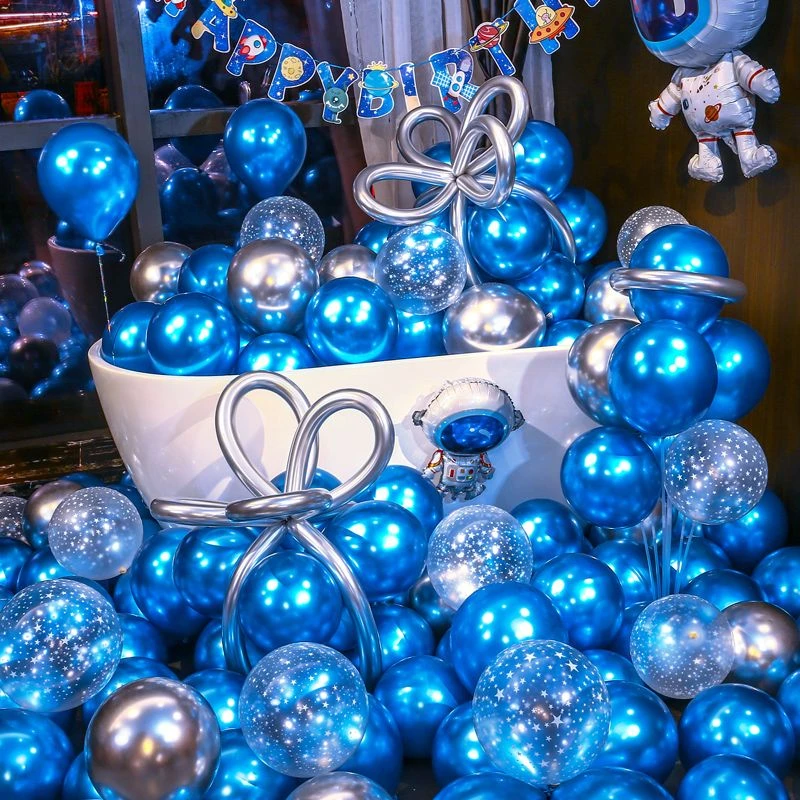 告白蓝色气球装饰无毒金属气球网红场景布置周岁儿童生日派对批发