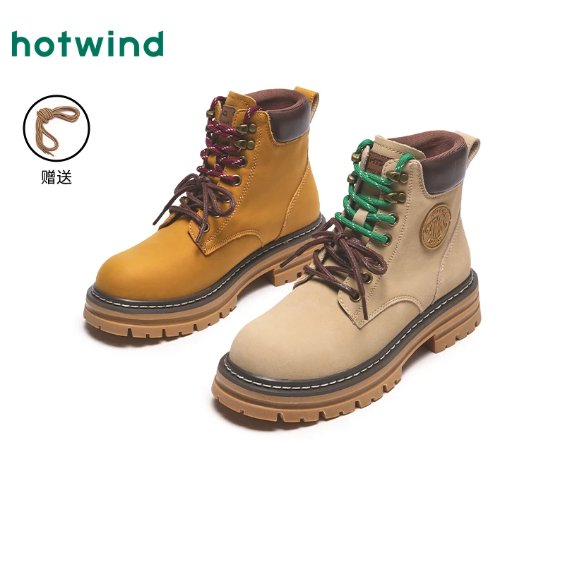 热风2024年冬季新款女士时尚休闲靴H95W4418