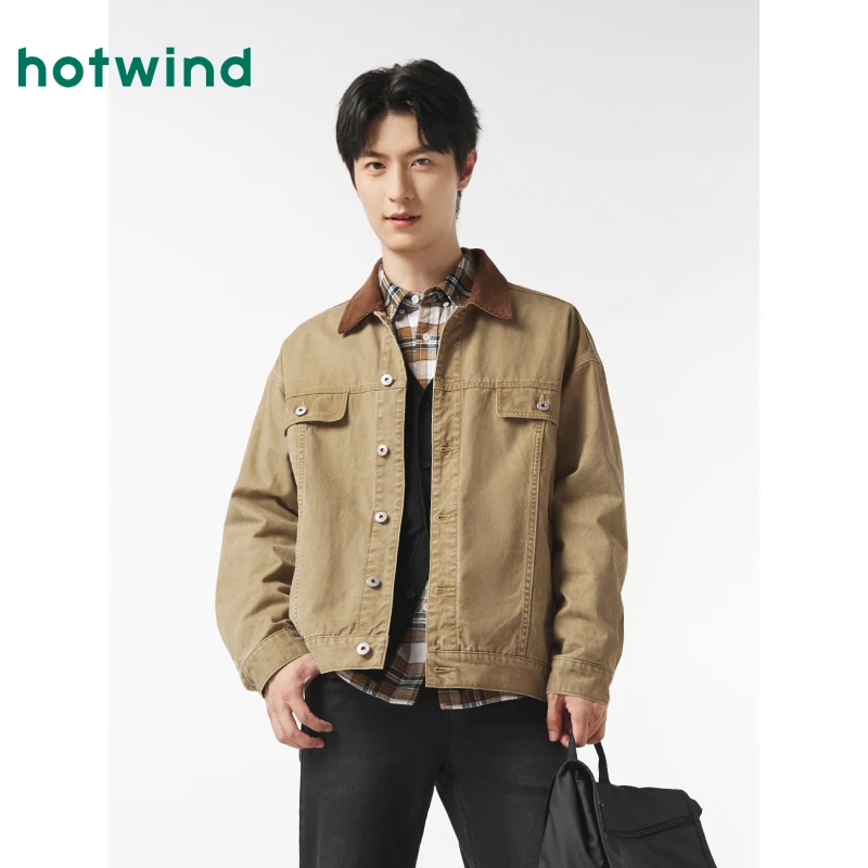 热风2024年秋季新款男士撞领休闲夹克F07M4306