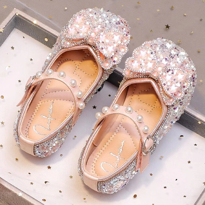 女童公主鞋水晶鞋软底宝宝单鞋2025新款单鞋小女孩演出鞋大童鞋子