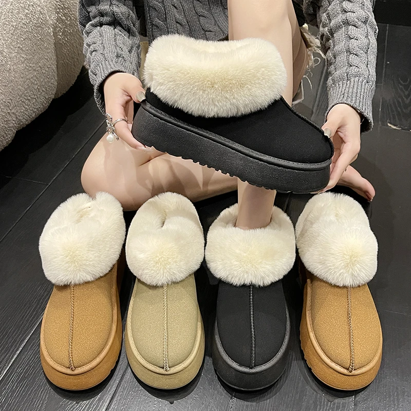 厚底毛毛雪地靴女外穿秋冬孕妇懒人办公室内包头半拖加绒棉鞋5301