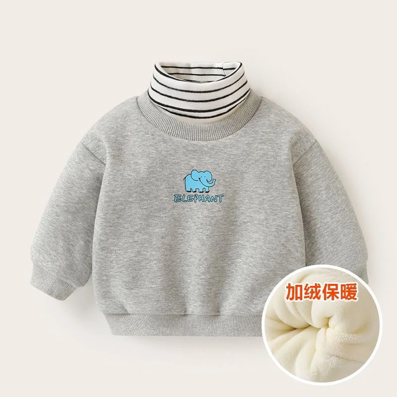 儿童童装婴儿衣服加绒加厚冬装新款卫衣新款中小男女宝宝高领外穿