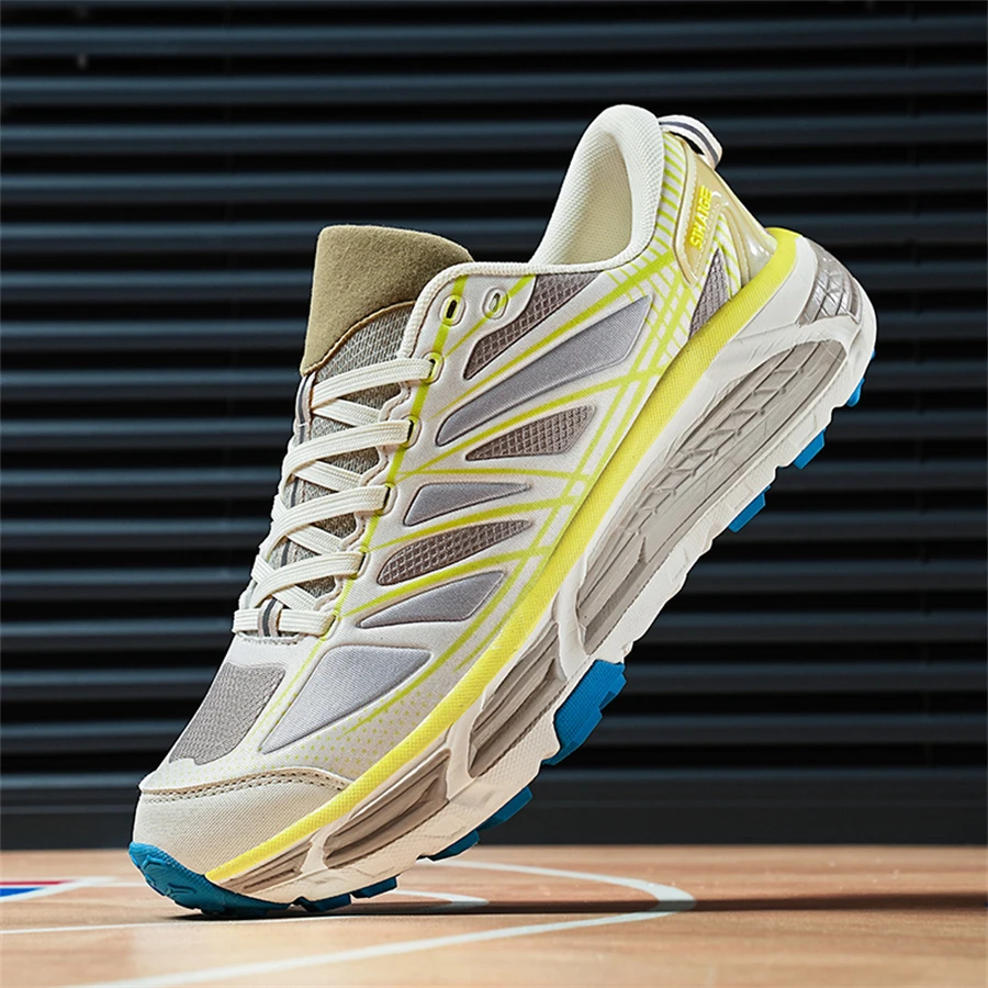 户外越野运动鞋男款耐磨马拉松跑鞋厚底回弹减震健身跑步鞋子真皮