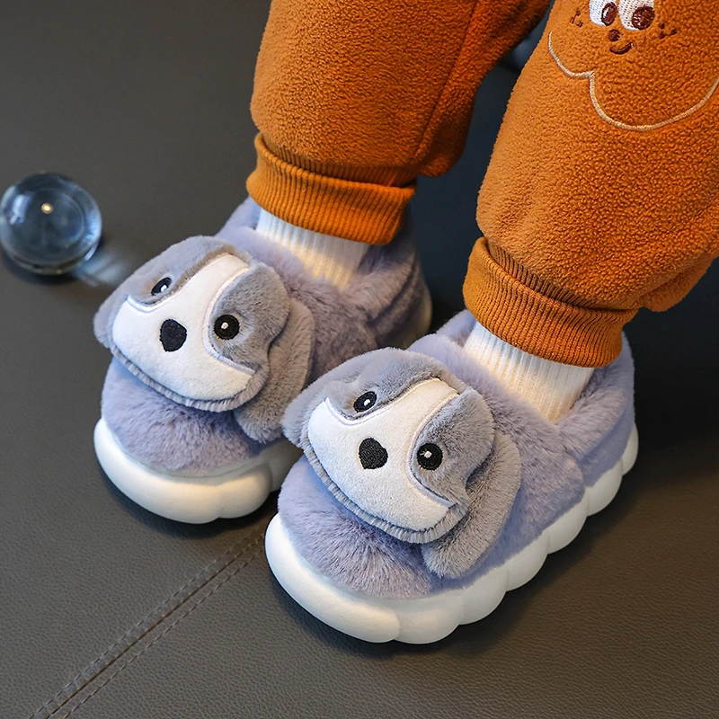 2024棉拖鞋男童冬新款室内儿童毛拖鞋包跟女孩宝宝防滑中大童家居