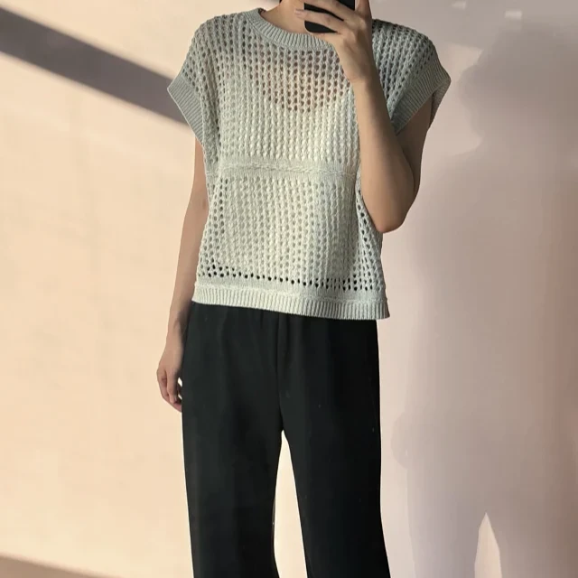Gelsomina.S 24款和纸纱镂空针织衫时尚休闲夏季薄款宽松显瘦