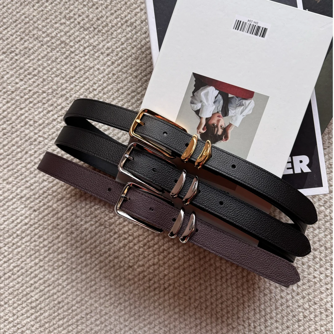 Gelsomina.S双面牛皮方扣腰带真牛皮皮带