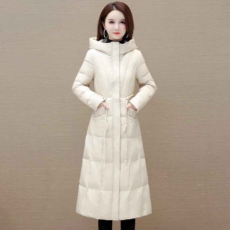 气质高级感纯色长款羽绒服2024年冬季新款时尚休闲修身显瘦外套女