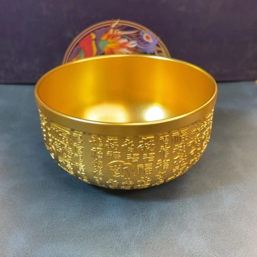 新款纯黄铜精雕百福铜碗福气碗摆件高档聚宝盆摆件饰品聚财铜摆件
