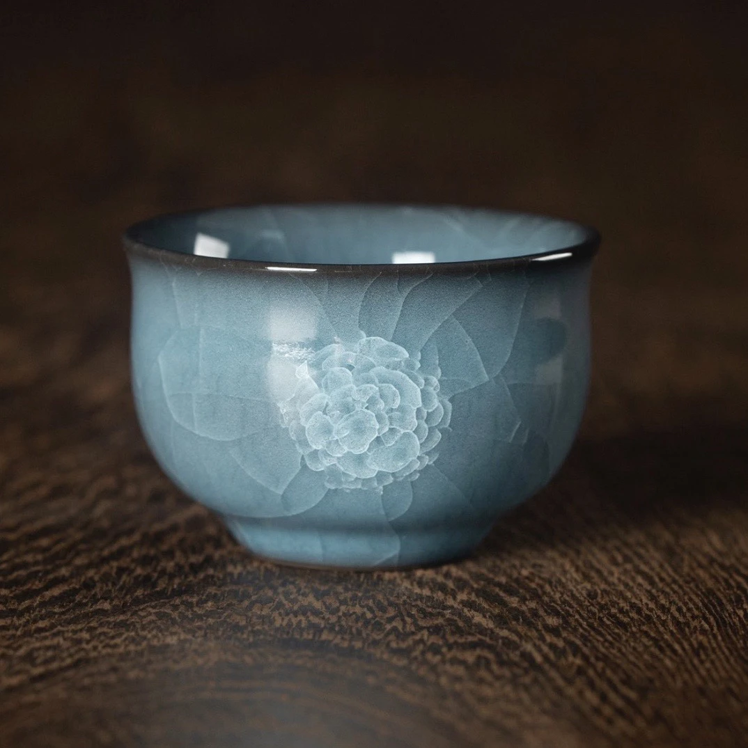 青瓷茶杯主人杯单杯茶盏茶碗品茗杯哥窑冰裂纹茶具个人专用功夫茶