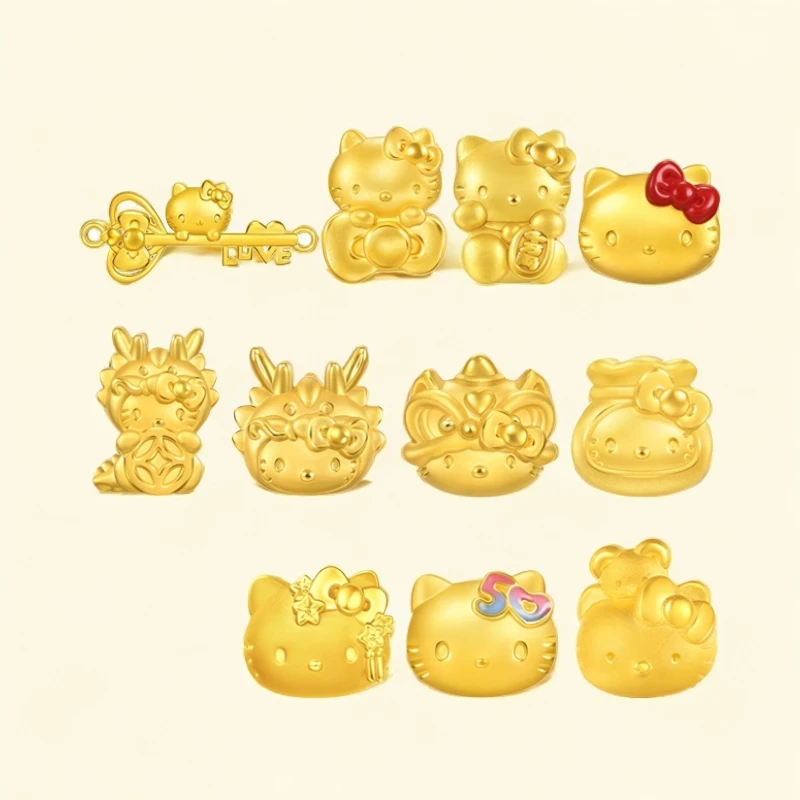 999足金kt猫转运珠蝴蝶结hellokitty手链黄金醒狮福袋多款发其一