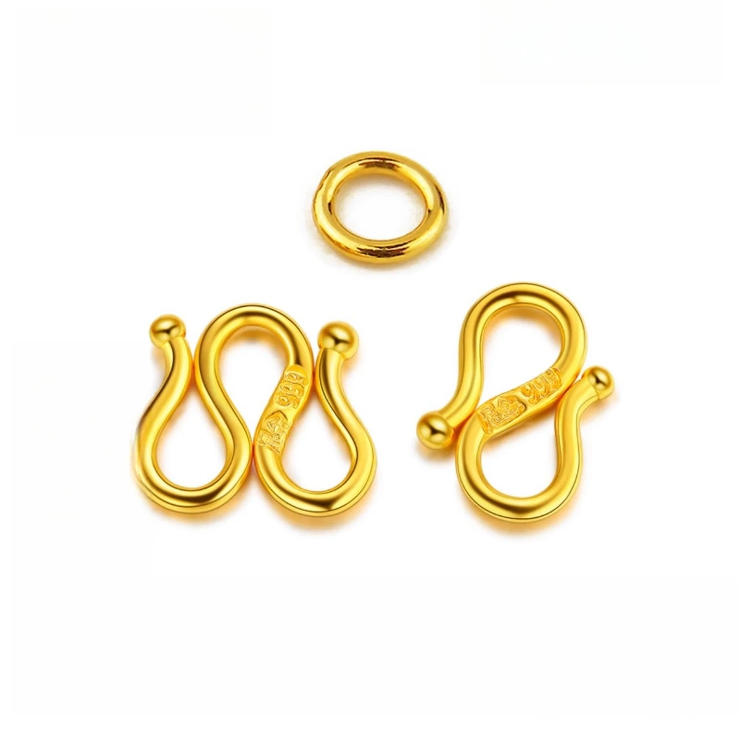 黄金链纯金链扣头999足金扣配件钩头链头s扣头w扣头黄金
