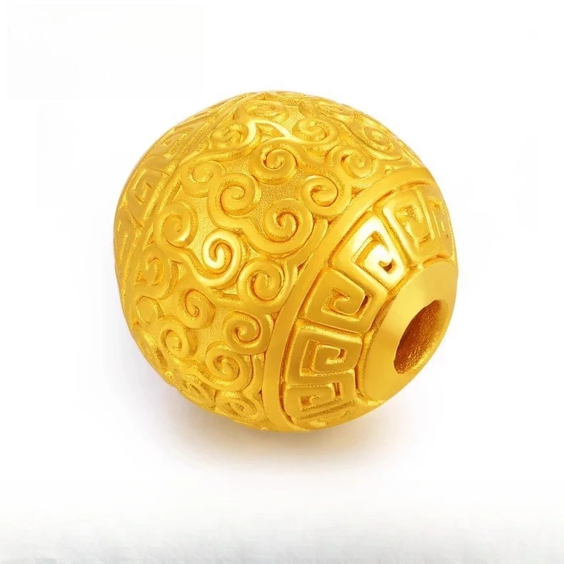 3D硬金足金999黄金雕花转运珠子纯金祥云珠散珠六字真言珠金钱珠