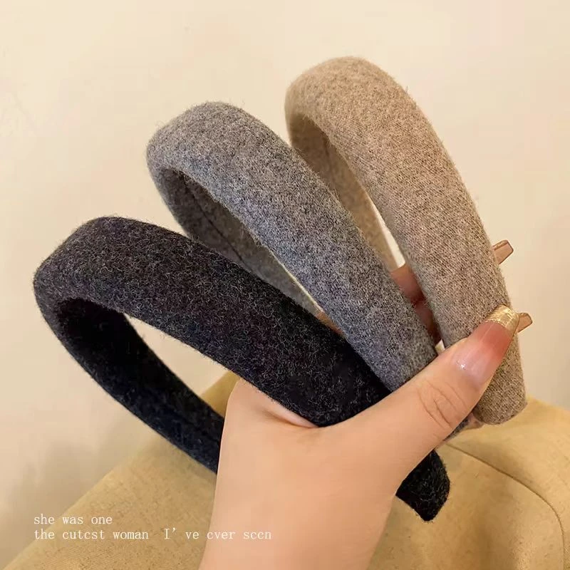 秋冬复古毛呢高颅顶发箍女洗脸压发头箍气质百搭发卡头饰