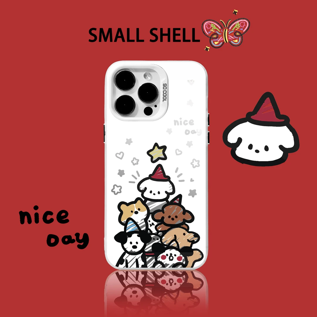 圣诞树小狗苹果手机壳15promax14/13/12/11iphone彩银创意外壳ins