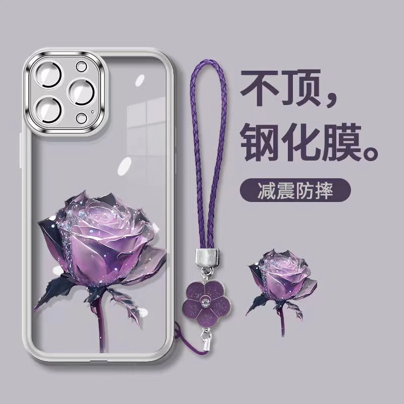 幻晶玫瑰华为vivo小米oppo苹果14promax手机壳女新款iphone13全包