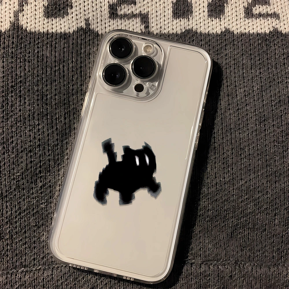 简约黑色小猫苹果小米oppo三星vivo华为适用iPhone15手机壳全包透