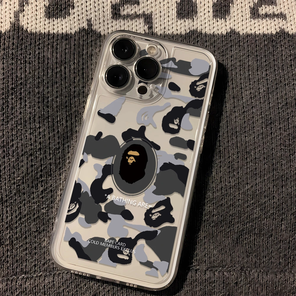 潮牌猿人头苹果小米oppo三星vivo华为适用iPhone15手机壳全包透明