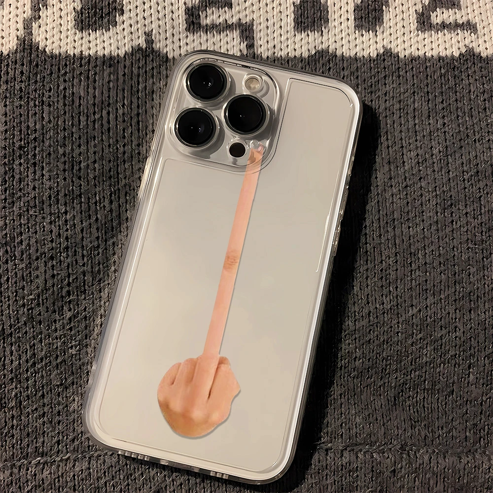 恶搞趣味中指苹果小米oppo三星vivo华为适用iPhone14/15手机壳