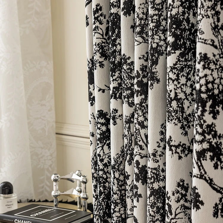 小仓兰定制花海雪尼尔提花布法式复古风客厅阳台卧室飘窗装饰窗帘