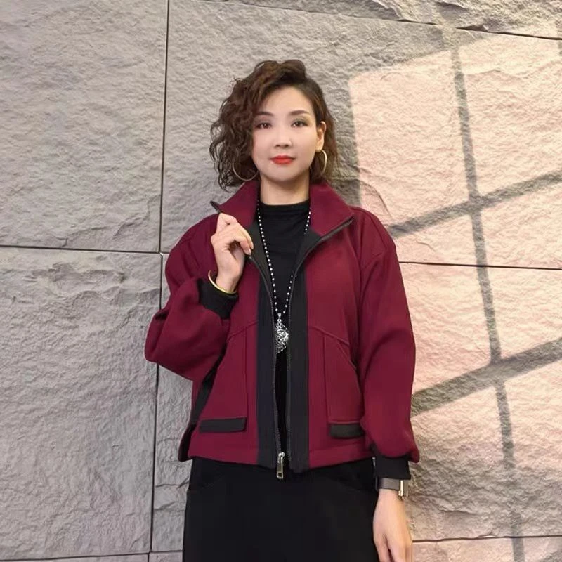 #0188 2024秋冬休闲试时尚百搭拉链立领潮流短款外套