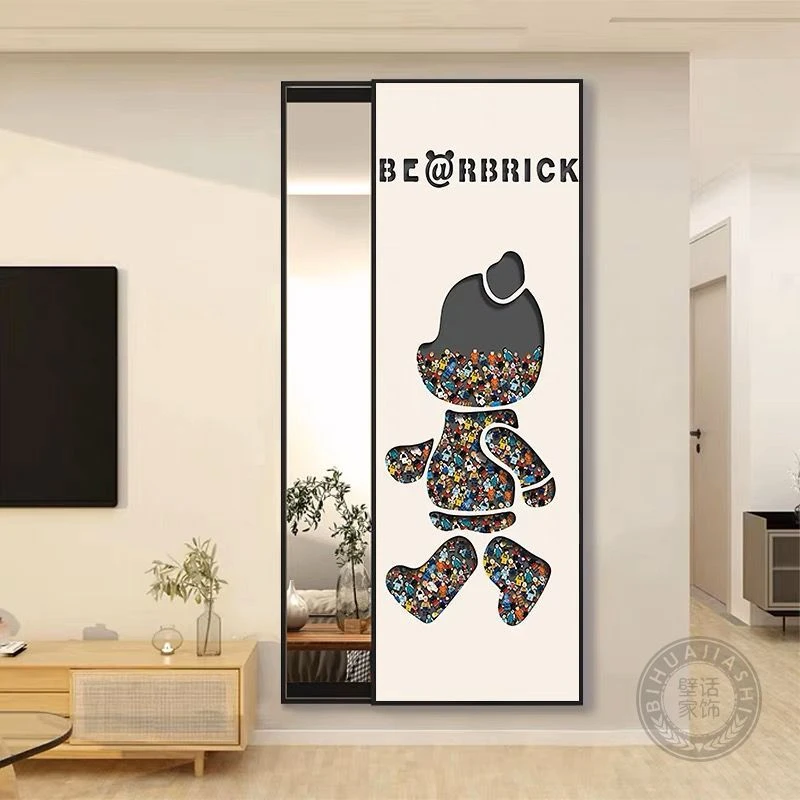 艺术北欧风隐形全身镜推拉隐藏式镜子卧室试衣镜壁挂式家用穿衣镜