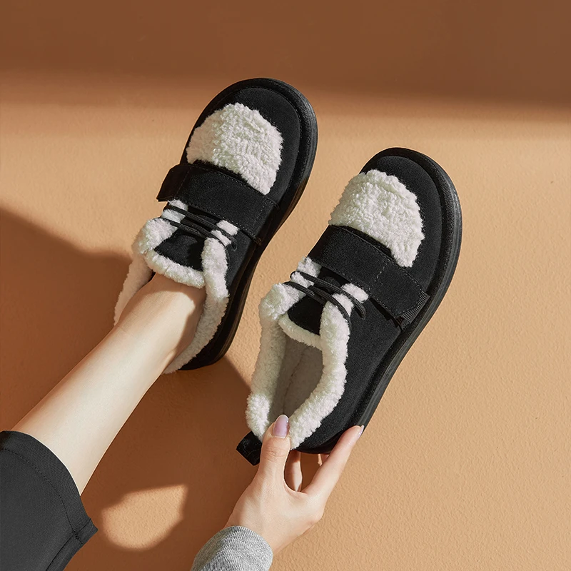 雪地靴女2024冬季保暖棉鞋加绒厚底毛毛鞋舒适百搭面包鞋休闲勃肯