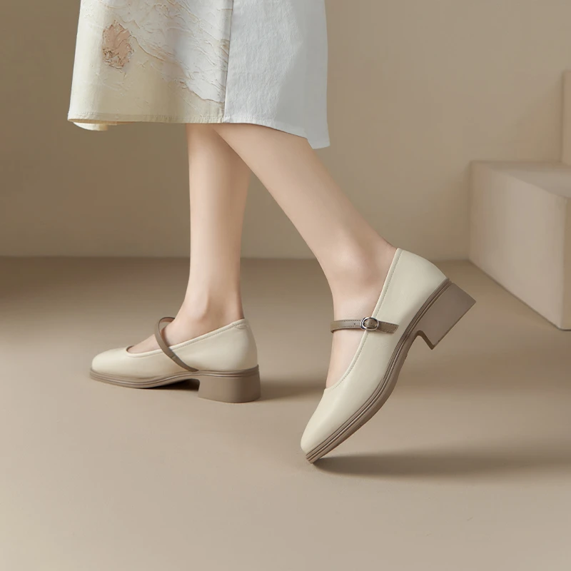 小皮鞋女2024秋季新款法式粗跟玛丽珍女鞋百搭软底舒适浅口单鞋女