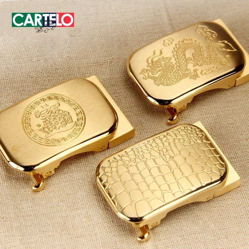 CARTELO/卡帝乐鳄鱼皮带扣男扣头自动扣铜腰带卡扣压扣高端龙图