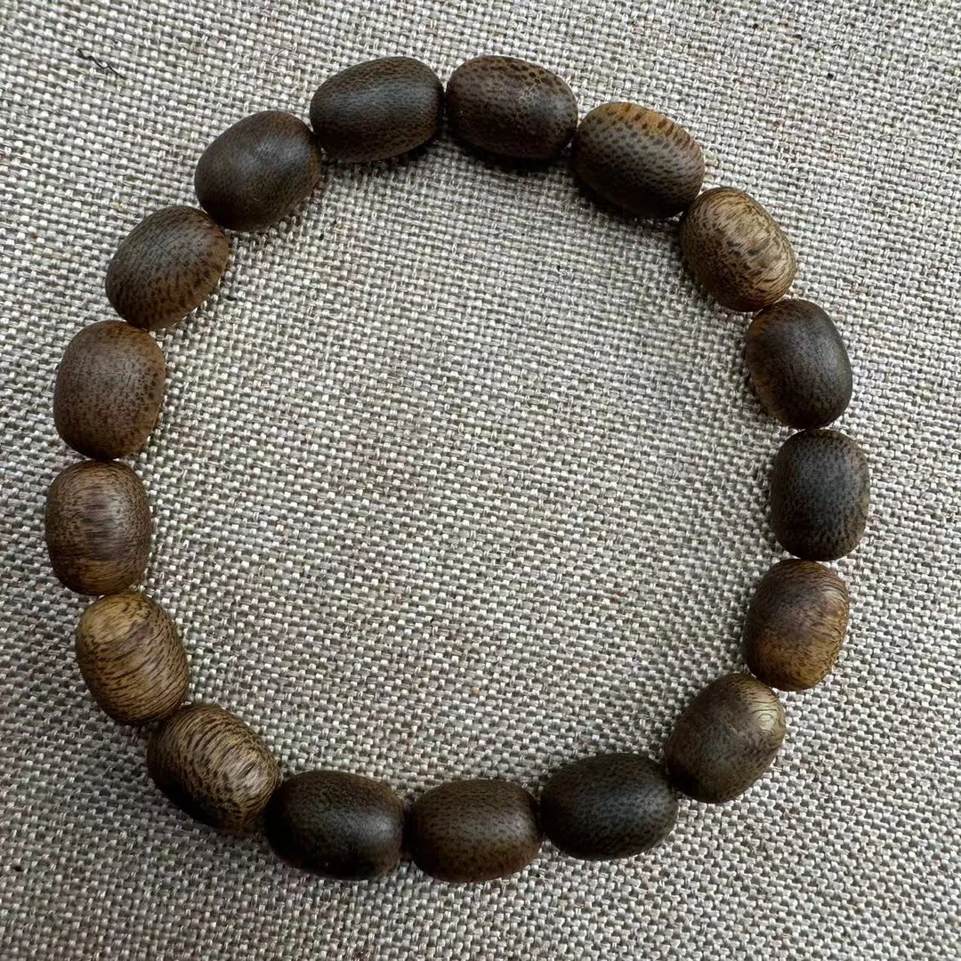 【芸奇见面礼】X15海南沉香鹦哥绿奇楠九分沉12*9随形珠大手围必选