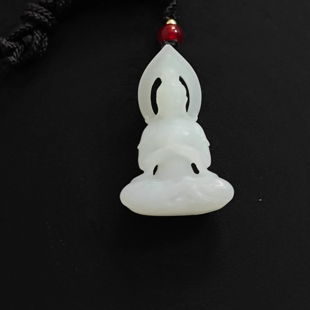 570创汇期和田白玉朝圣观音坠