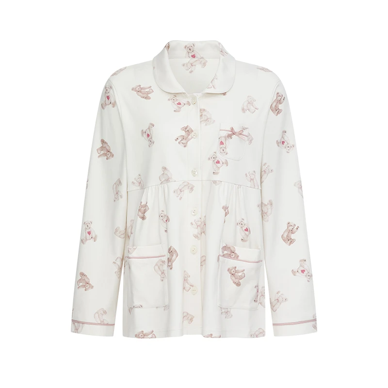 【张大奕】 1OO棉舒适亲肤小熊印花秋冬家居服两件套（整套）