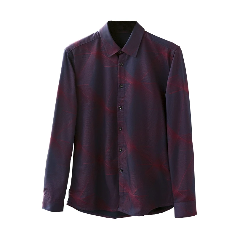 木笛243长袖商务休闲修身加绒衬衫男士弹力潮流冬季衬衣保暖上衣