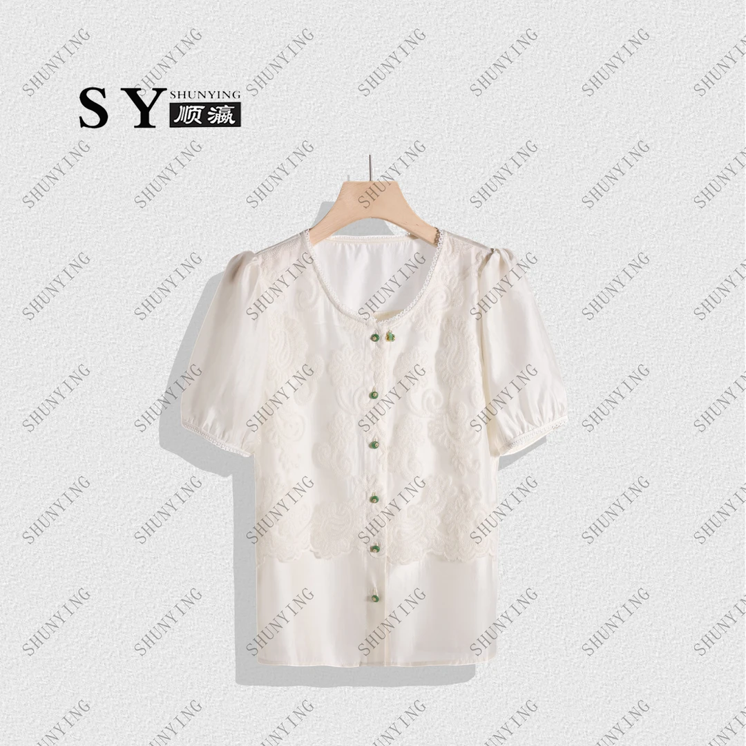 顺瀛【如意】新款设计感刺绣国风蕾丝拼接衬衫SY62C9960