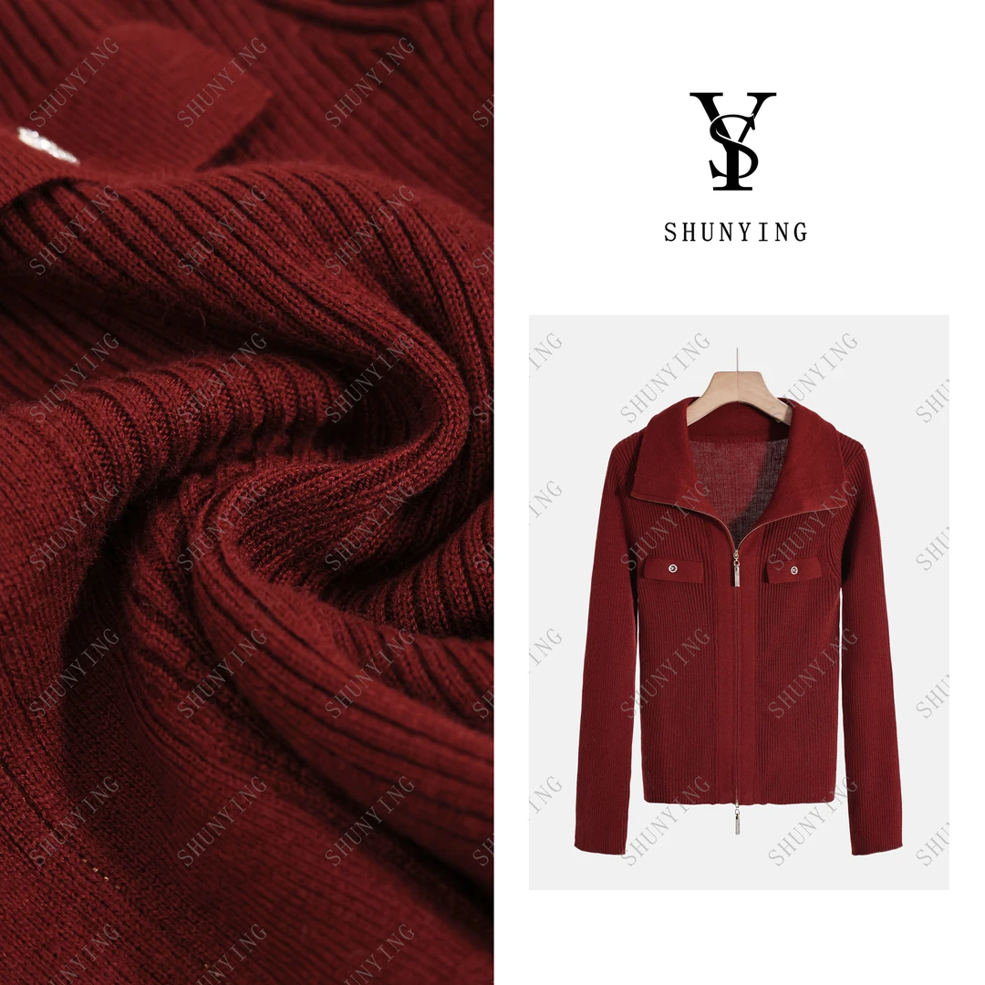 【仟娜】秋季新款设计感时尚百搭双拉链针织开衫SY66ZZ9160