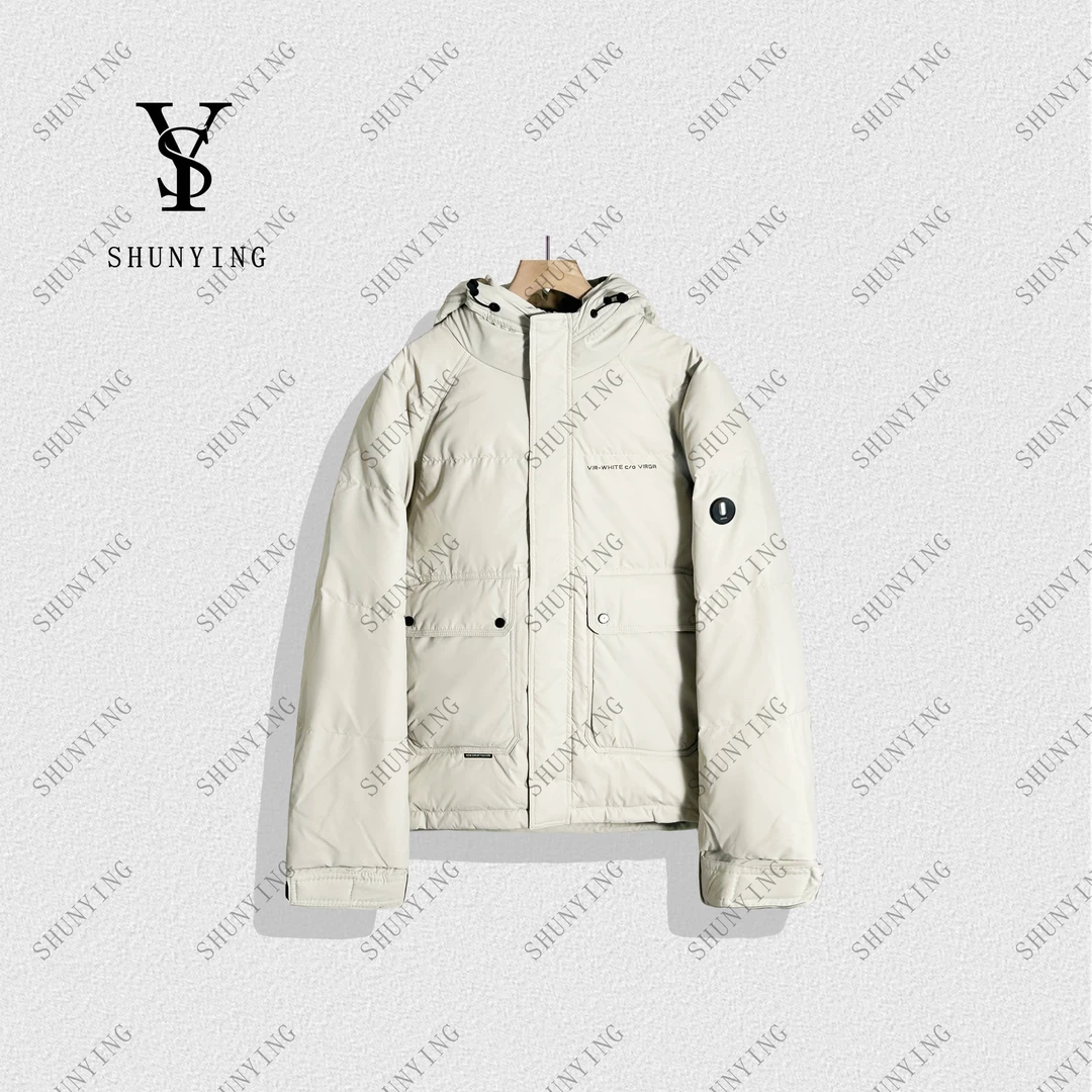 【仟娜】温暖舒适~休闲百搭加厚保暖工装连帽男款羽绒服SY66YRF6802